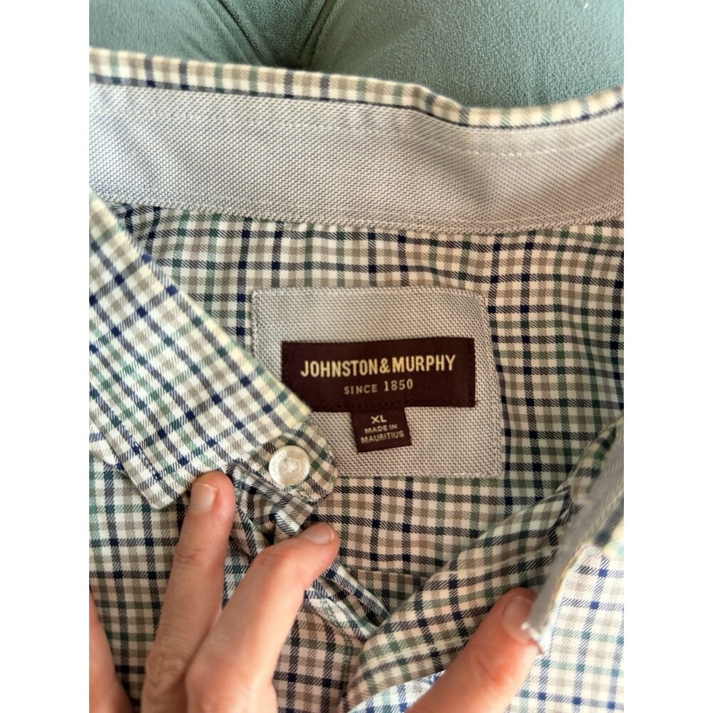 Johnston & Murphy Mens Two-Tone Gingham LS Woven Shirt Size XL